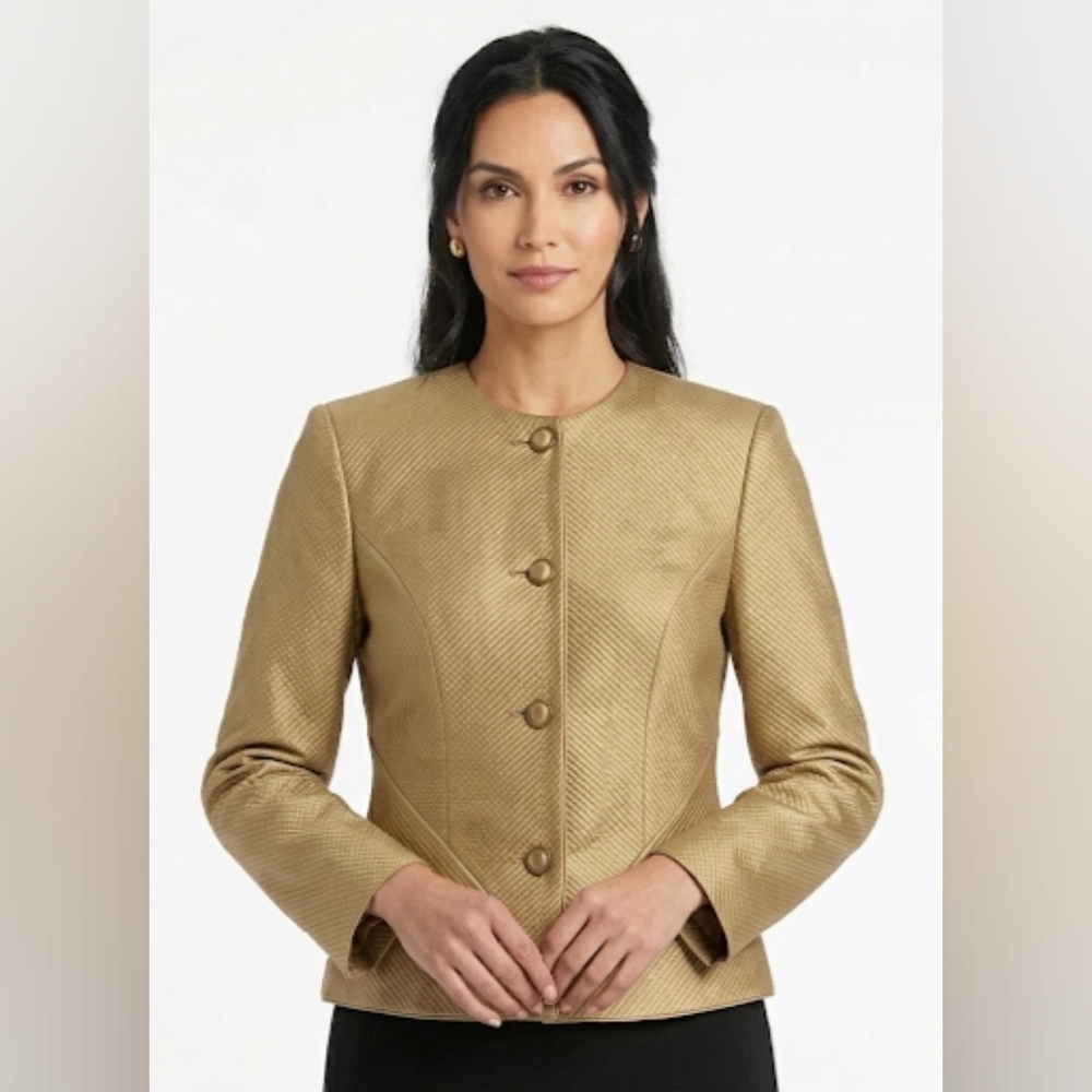 NWT Sera B. New York Vintage 100% Silk Quilted Jacket – Mustard Gold‎ – Size 8